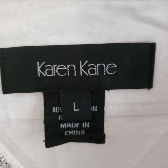 NWT Karen Kane white jeweled collar button down blouse top Womens Large - Picture 8 of 9